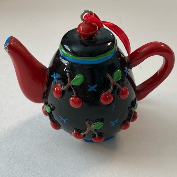 Mary Engelbreit Vintage Cherry Teapot Ornament - Picture 5 of 7